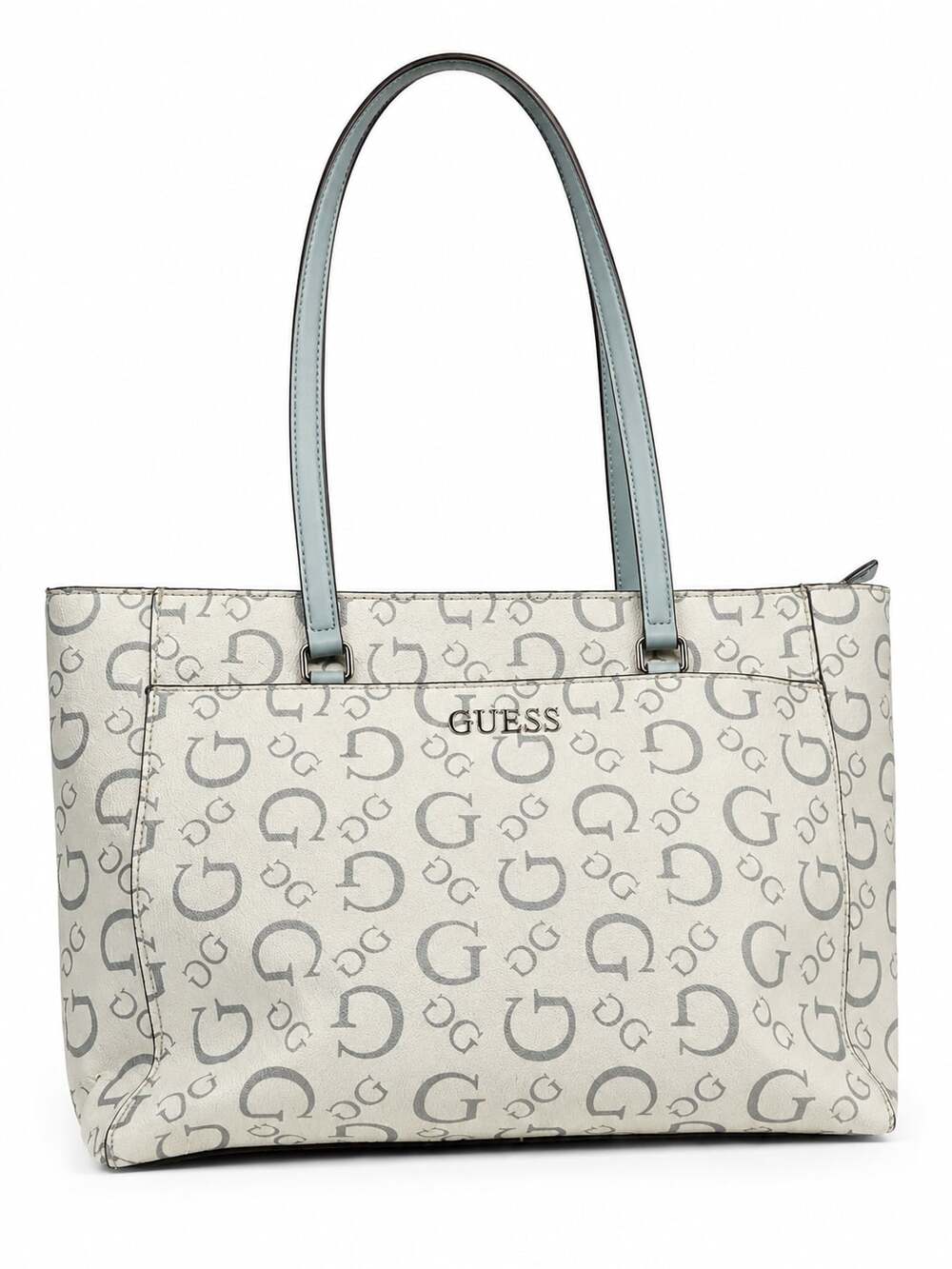 Y2K Guess Delphine Logo Tote Bag in White and Blue - Picture 2 of 13